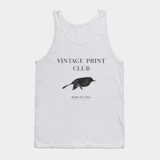 Vintage Print Club Tee. Bird Block Print Tank Top